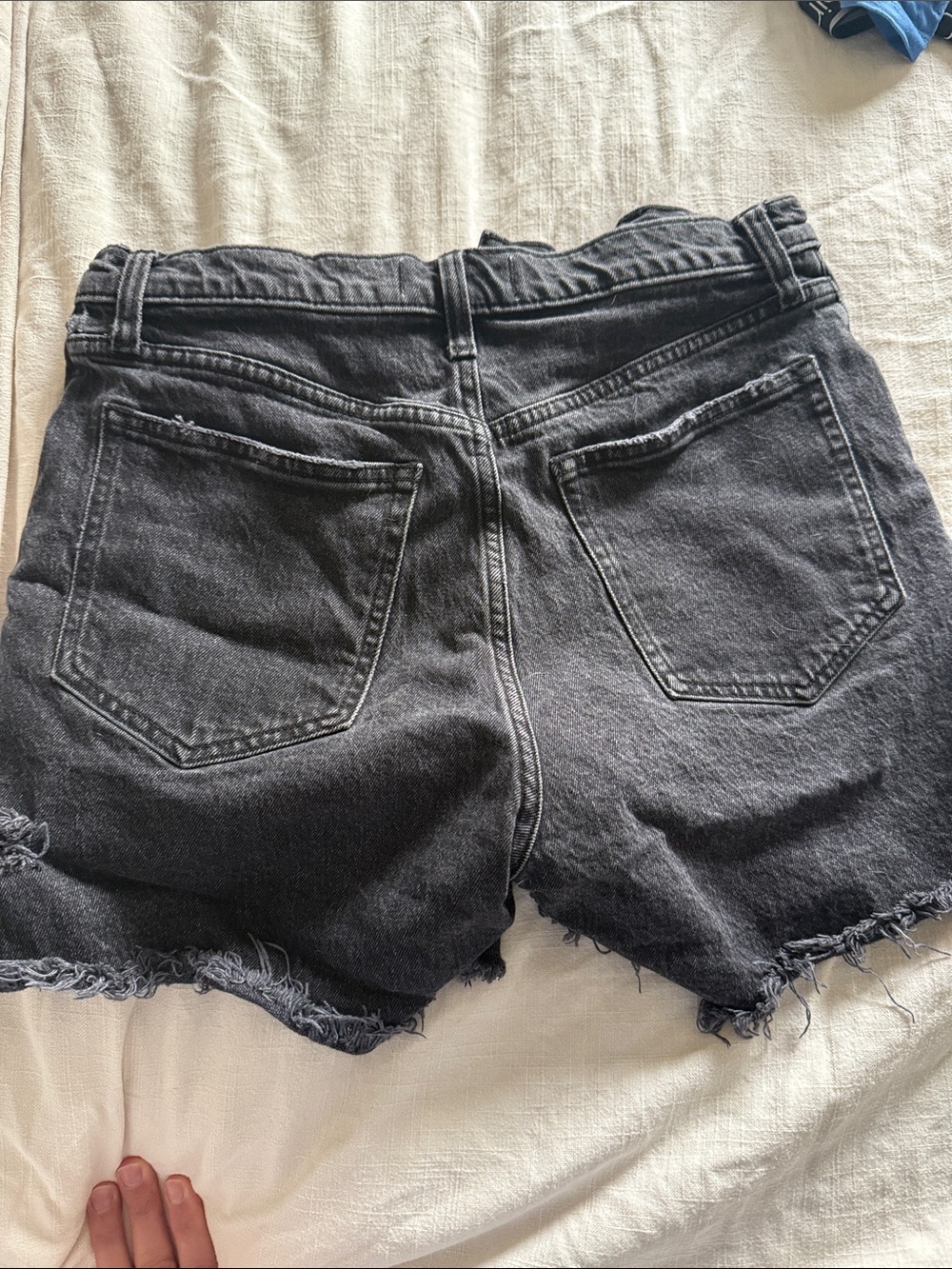 Abercrombie & Fitch Charcoal Black Frayed Denim Shorts - Picture 3 of 4